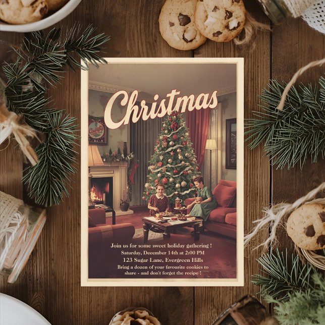 Vintage Retro Christmas Party  Invitation (Creator Uploaded)