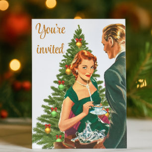 Vintage Retro Christmas Party  Invitation