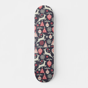 Vintage Retro Christmas Pattern Holiday Skateboard