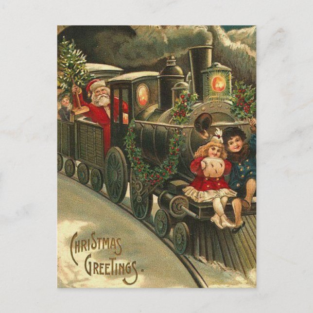 Vintage Retro Christmas Postcard (Front)