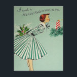 Vintage Retro Christmas Postcard<br><div class="desc">"I wish a Merry Christmas to you" Vintage Retro Christmas Postcard. This Christmas send your warm wishes to friends and family with this postcard.</div>