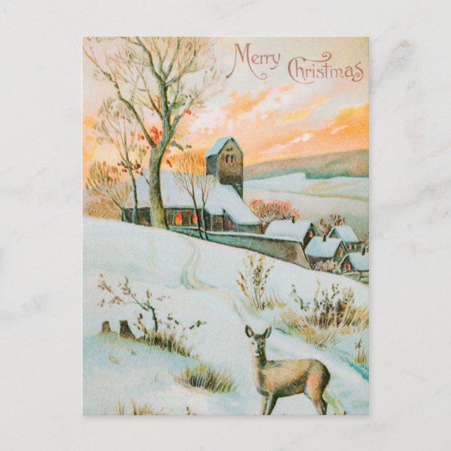 Vintage Retro Christmas Postcard (Front)