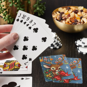 Vintage retro Christmas reindeer playing cards