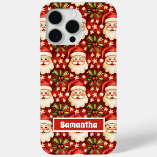 Vintage Retro Christmas Santa Claus and Bows iPhone 15 Pro Max Case