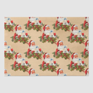 Vintage Retro Christmas Santa Claus Pattern  Tissue Paper