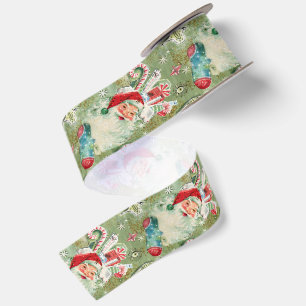 Vintage Retro Christmas Santa Stockings Satin Ribbon