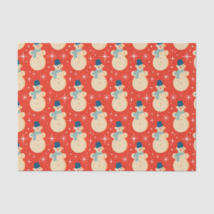 Vintage Retro Christmas Snowman Red Tissue Paper