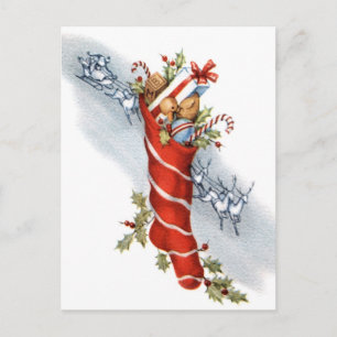 Vintage Retro Christmas Stockings Postcard