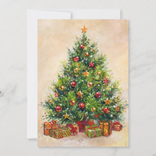 Vintage Retro Christmas Tree Holiday Card