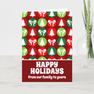 vintage Retro Christmas Trees and Bows Holiday Card