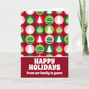 Vintage Retro Christmas trees and Ornaments Holiday Card