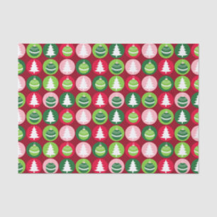 Vintage Retro Christmas Trees and Ornaments Tissue Paper