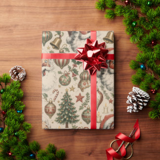Vintage Retro Christmas Wrapping Paper