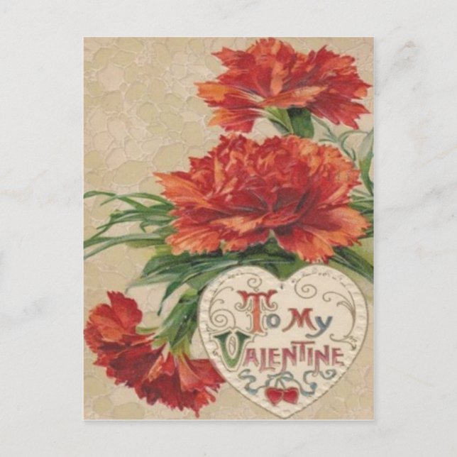 Vintage Retro Chrysanthemum Valentine Card (Front)