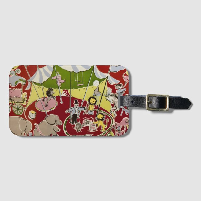 Vintage Retro Circus Animals Ring Theme Luggage Tag (Front Horizontal)