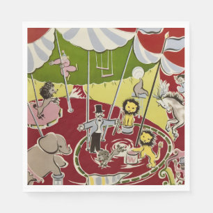 Vintage Retro Circus Animals Ring Theme Napkin