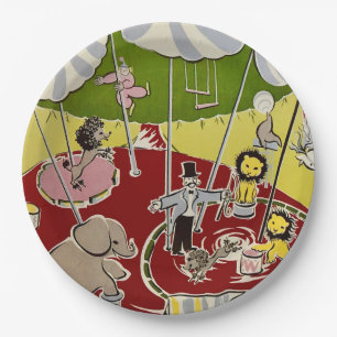 Vintage Retro Circus Animals Ring Theme Paper Plate