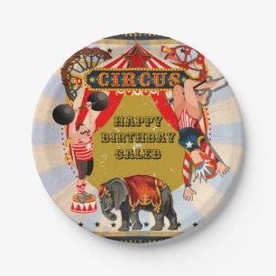 Vintage Retro Circus Birthday Party Personalised Paper Plate
