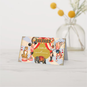 Vintage Retro Circus Birthday Party Table Seat Place Card