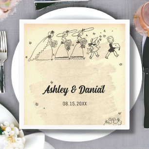 Vintage Retro Classic Bridesmaids Rustic Wedding Napkin