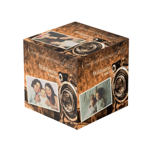 Vintage retro classic camera rustic custom family cube (Front Angled)