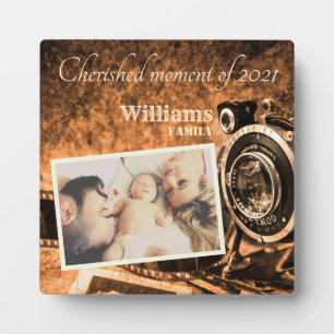 Vintage retro classic camera rustic custom family plaque