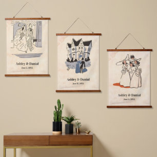 Vintage Retro Classic Old Romantic Couple Wedding Hanging Tapestry