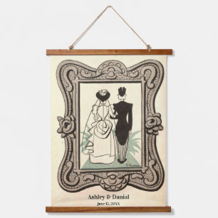 Vintage Retro Classic Romantic Bride Groom Wedding Hanging Tapestry