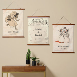 Vintage Retro Classic Rustic Bridal Shower Wedding Hanging Tapestry