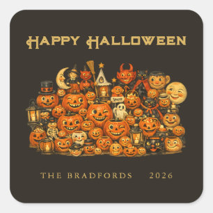 Vintage Retro Collection of Halloween Memorabilia Square Sticker