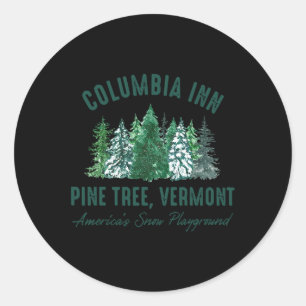 Vintage Retro Columbia Inn Pine Tree Vermont Merry Classic Round Sticker