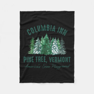 Vintage Retro Columbia Inn Pine Tree Vermont Merry Fleece Blanket