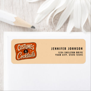 Vintage Retro Costumes & Cocktails Halloween Party Return Address Label