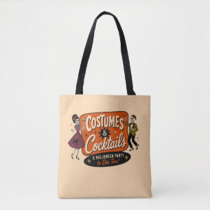 Vintage Retro Costumes & Cocktails Halloween Party Tote Bag