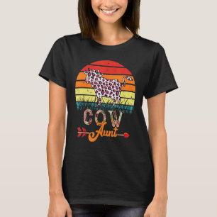 Vintage Retro Cow Aunt Flowers Leopard Cow Mother' T-Shirt