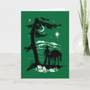Vintage Retro Cowboy Christmas Holiday Card