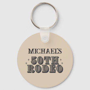 Vintage Retro Cowboy Rodeo 50th Birthday Party Key Ring