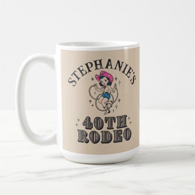 Vintage Retro Cowgirl 40th Birthday Party  Coffee Mug (Left)