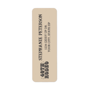 Vintage Retro Cowgirl 40th Birthday Party Return Address Label