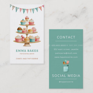 Vintage Retro Cupcake Stand Bakery Pastry Chef Business Card