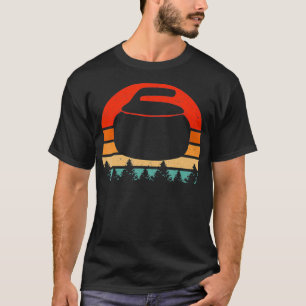 Vintage Retro Curling Stone Player Gift design Fun T-Shirt