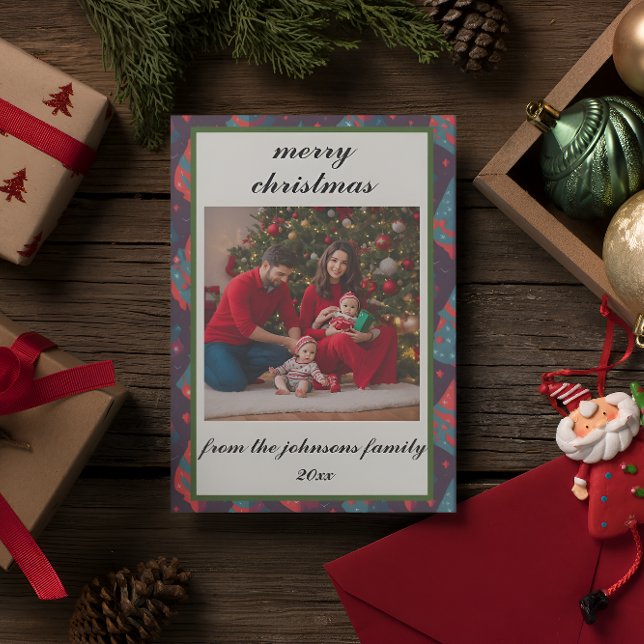 Vintage Retro Custom Photo Christmas Holiday Card (Creator Uploaded)