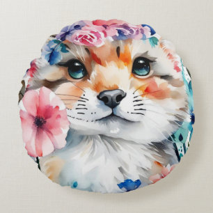 Vintage retro cute design for kids round cushion