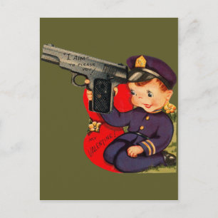 Vintage Retro Cute Police Officer Valentine Card