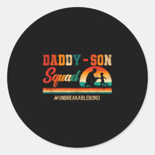 Vintage retro daddy son squad father's day family classic round sticker