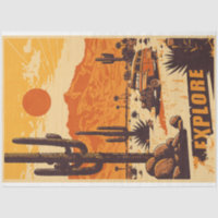 Vintage Retro Desert Travel Poster Decoupage