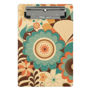 Vintage retro design floral brown beize green mini clipboard