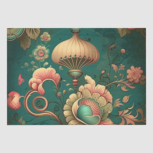 Vintage retro design floral green tissue paper