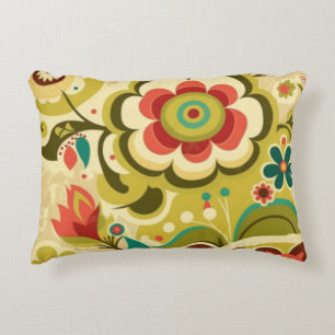 Vintage retro design floral light green decorative cushion