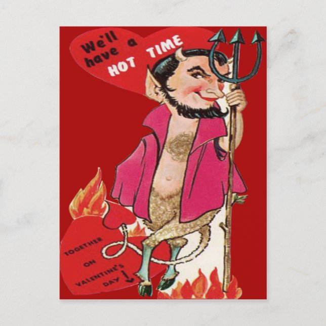 Vintage Retro Devil Valentine Card (Front)